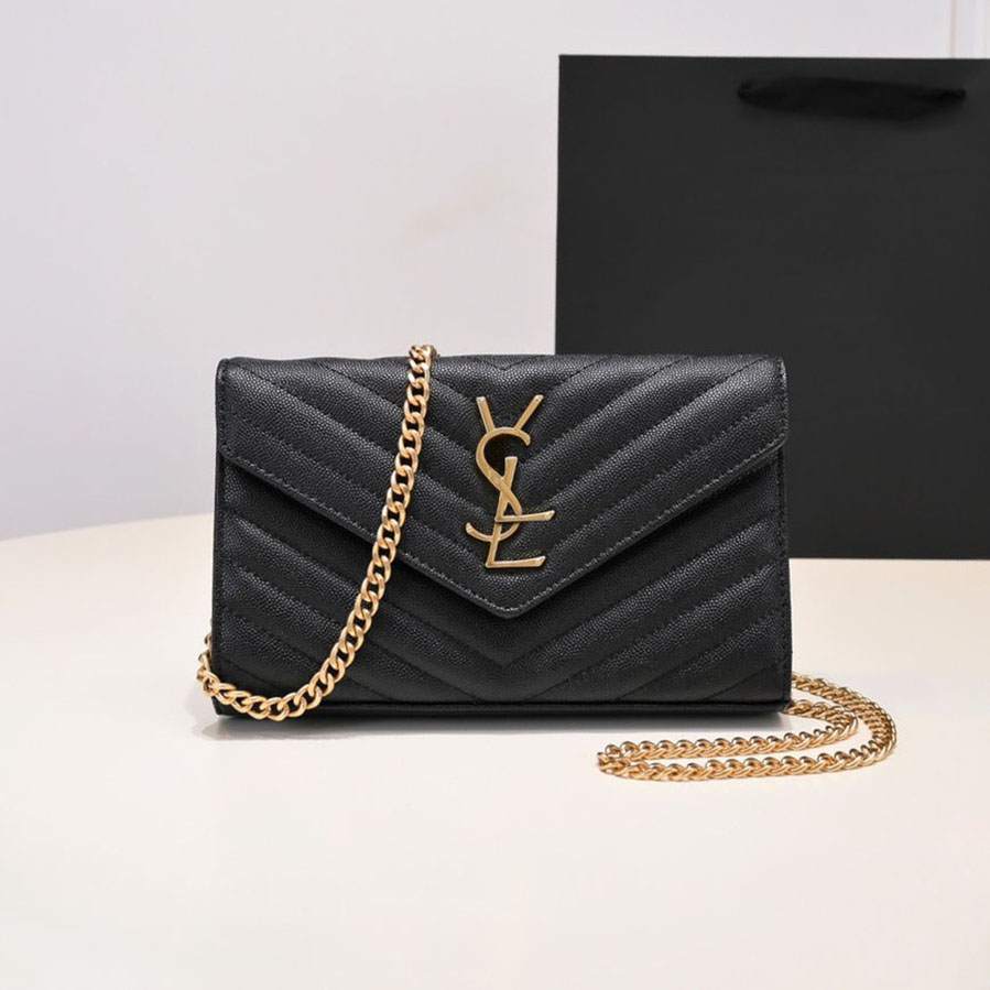 Designer Shoulder Bag Quilted Grain Envelope Woc Mini Bag Women Luxury Flap Sheepskin Wallet Crossbody Purse Detachable Metal Chain Multi Card Slot