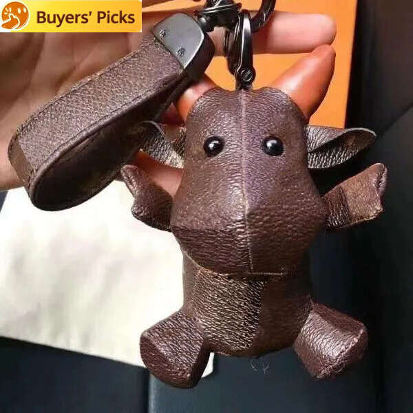 cattle keychains year of the ox with letters pattern keychain fashion bags doll chains high quality for wholesale unisex
