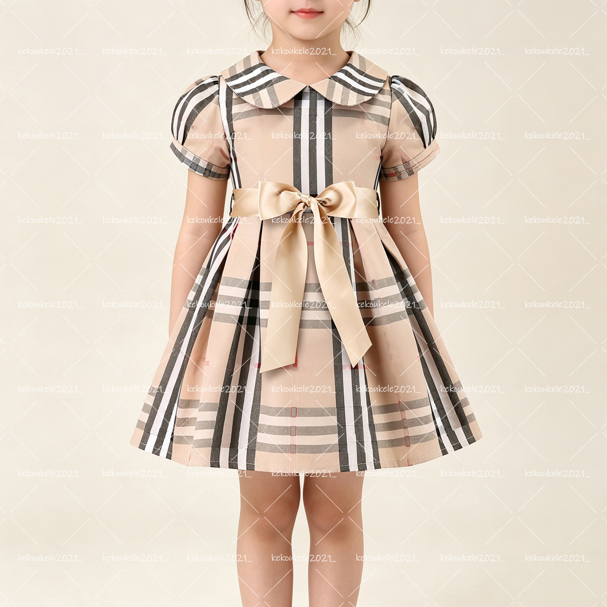 Luxury Designer Girls Dress Princess Pleated Skirt Kids Girl Dresses Cute Bow Summer Casual Children Clothing