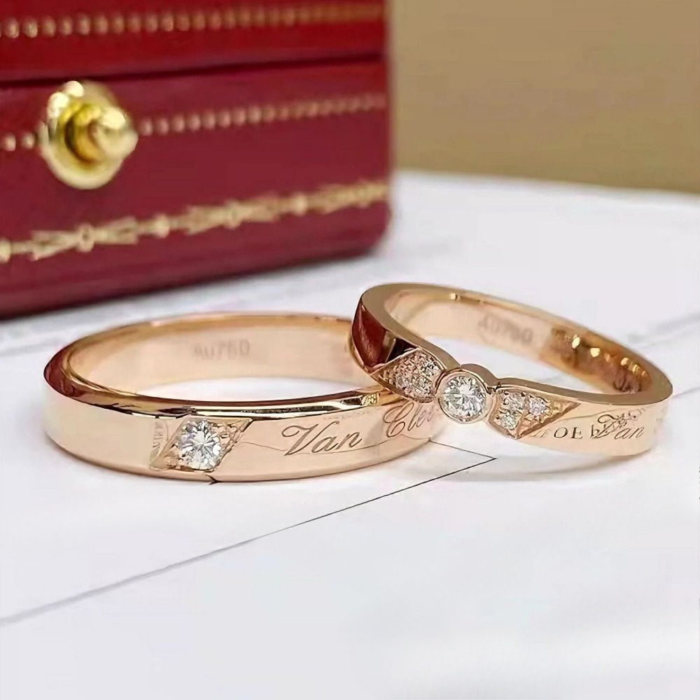 18K Gold Plated Luxury Designer Band Rings Stainless Steel Engraved Letter Ring Diamond Inlaid Band Ring Couple Wedding Promise Jewelry Gift for-image-1113318361