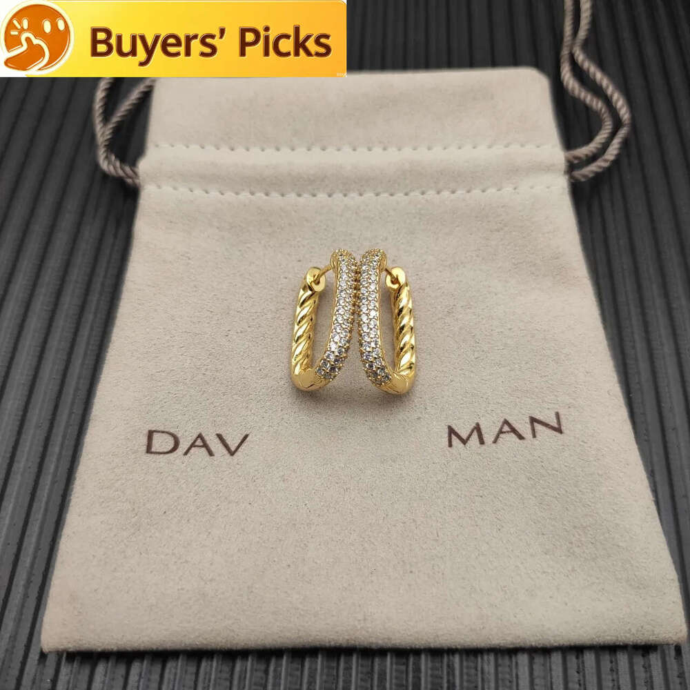 2026 New DY Sawtooth Stacked with Diamond Cross Shaped Center Stone Colored Diamonds 8mm Four Prong Stud Earrings Simple and Retro Style