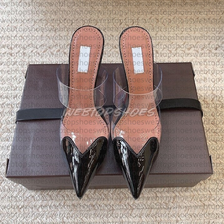 Lackleder-Slingbacks, spitze Zehensandalen, flach, 6 cm, 9 cm, Stiletto-Absatz, Party-Abendschuhe, Damen, Luxus-Designer, Herz-High-Heels, Fabriksch
