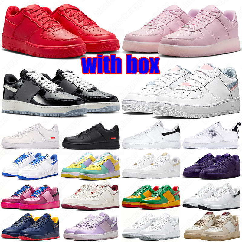 Free shipping with box 1 running shoes for men women designer triple white low black pink red blue 1s sneakers versatile mens womens trainers