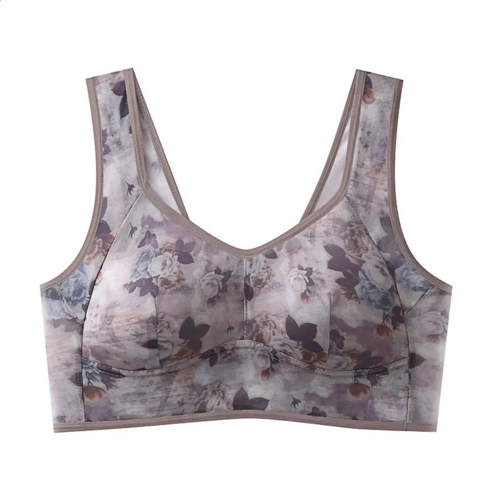 Ultra Thin Ice Silk Lace Cooling Comfort Bra Nylon Spandex Seamless Wireless n Breathable Push Up Vest Women 260702 02