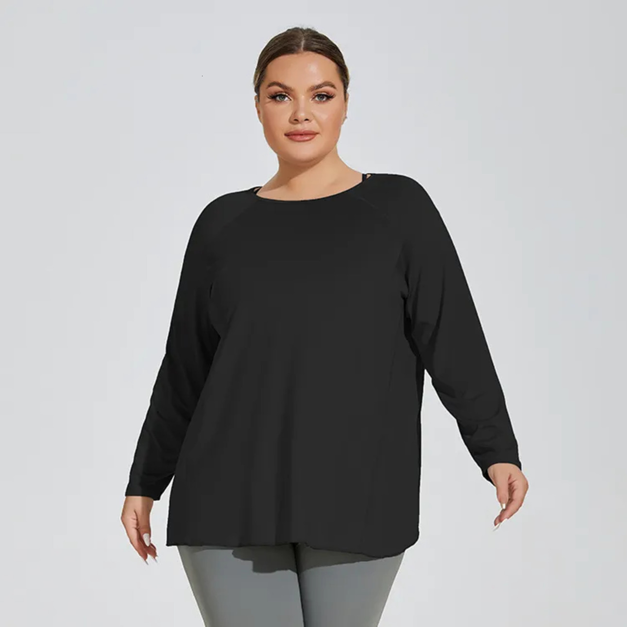 2026 outdoor Gym Clothe Set Ladies Plus-Size Sports Workout Set Autumn And Winter Loose Long-Sleeved Outdoor Fitness Shirt Sp Free Shipping