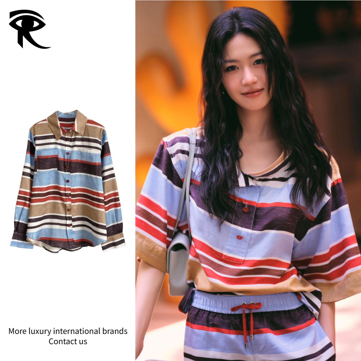 2026 Français haut de gamme nouveau Preppy rayé revers chemise à manches longues femmes T-Shirt shorts plage vacances rue luxe Original créateur