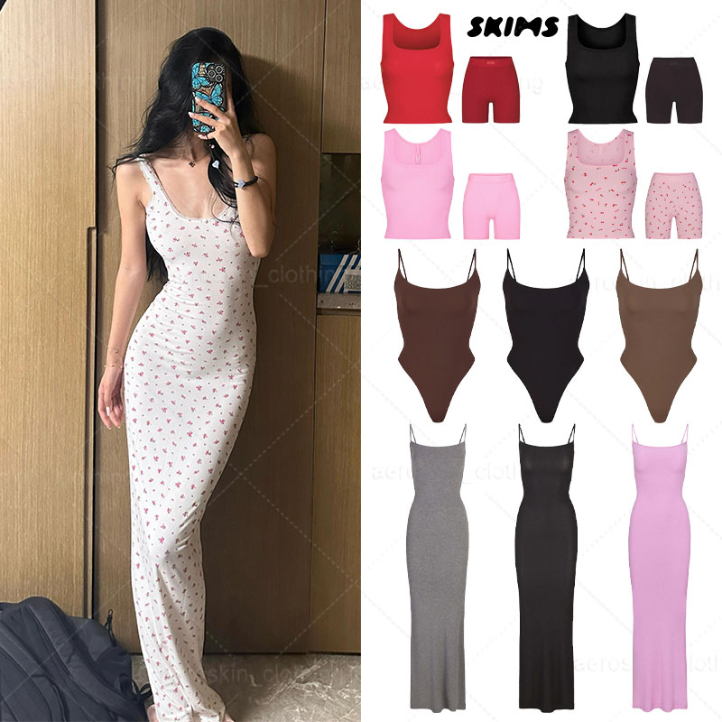 Skimss Womens Tank Top Shorts Set Sleeveless Dress Bodysuit Slim Stretchy Yoga Set Workout Gym Fitness Pilates Lounge Activewear Women Clothes Women