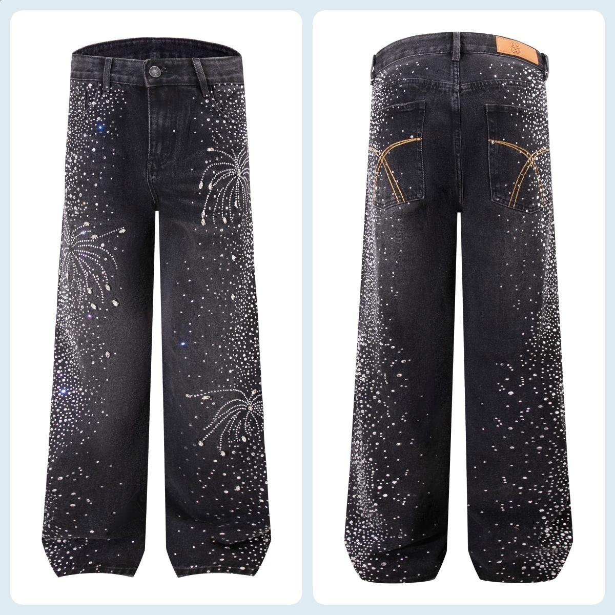 2023 printemps marque à la mode jean hommes gris clair robuste diamant chaud mode décontracté coupe ajustée petite jambe pantalon 241206