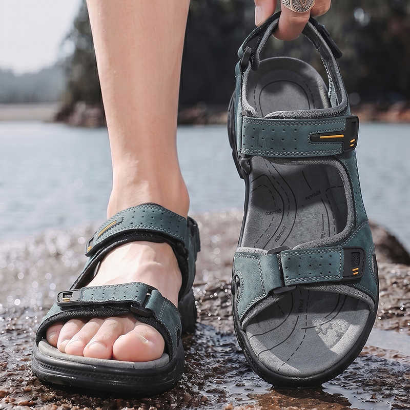 Leather Summer Genuine Men Sandals Lightweight Water Shoes Outdoor Men Casual Sandals for Men Beach Shoes Roman Mens Sandals H260703