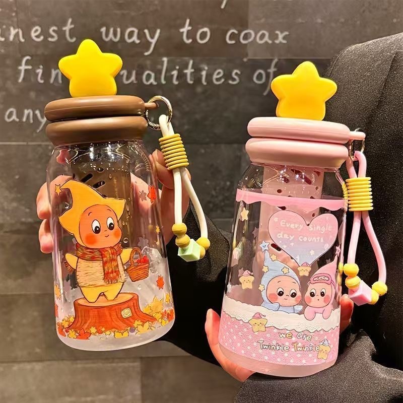 Starman plastic straw cup made of food-grade material, high-temperature resistant, stylish and portable girls, suitable for drinking water in the-image-1113409197