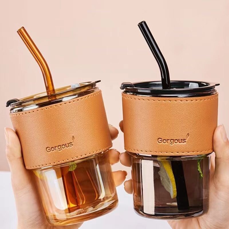 Livraison gratuite paille de bambou jus boisson café cadeau promotionnel tasse d'eau en verre