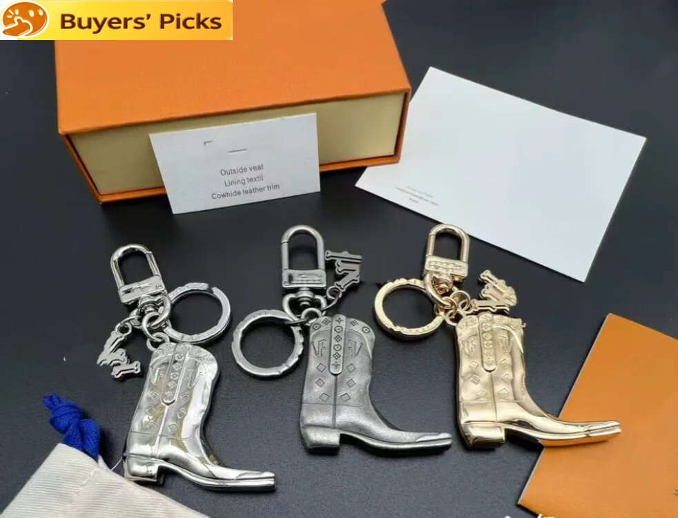 Western Cowboy Boot Pendentif Chaîne Charme pour Sac Maison de Mode Designer Classique Or Argent Bouton-pression Hommes Dames Porte-clés Cadeau d