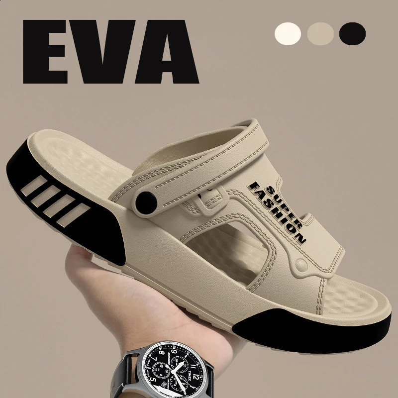 Men Slippers Summer EVA Soft-soled Platform Slides Sandals Indoor Outdoor Walking Beach Shoes Flip Flops Mens Home Shoes 260629BJ