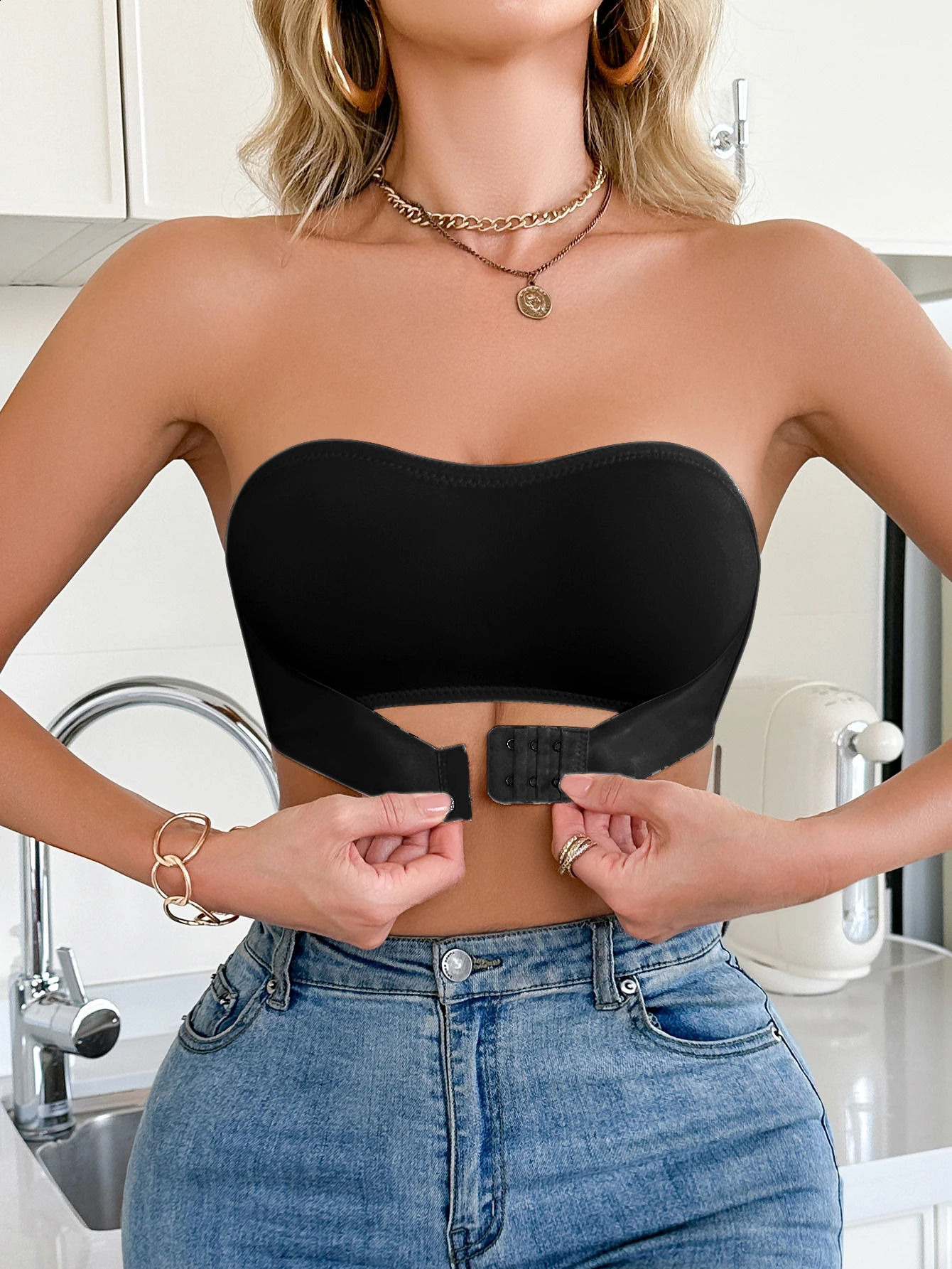 Summer Solid Strapless Wireles Bra FrontClasp Push up Bralette Breathable Back Unpadded Bras 260702