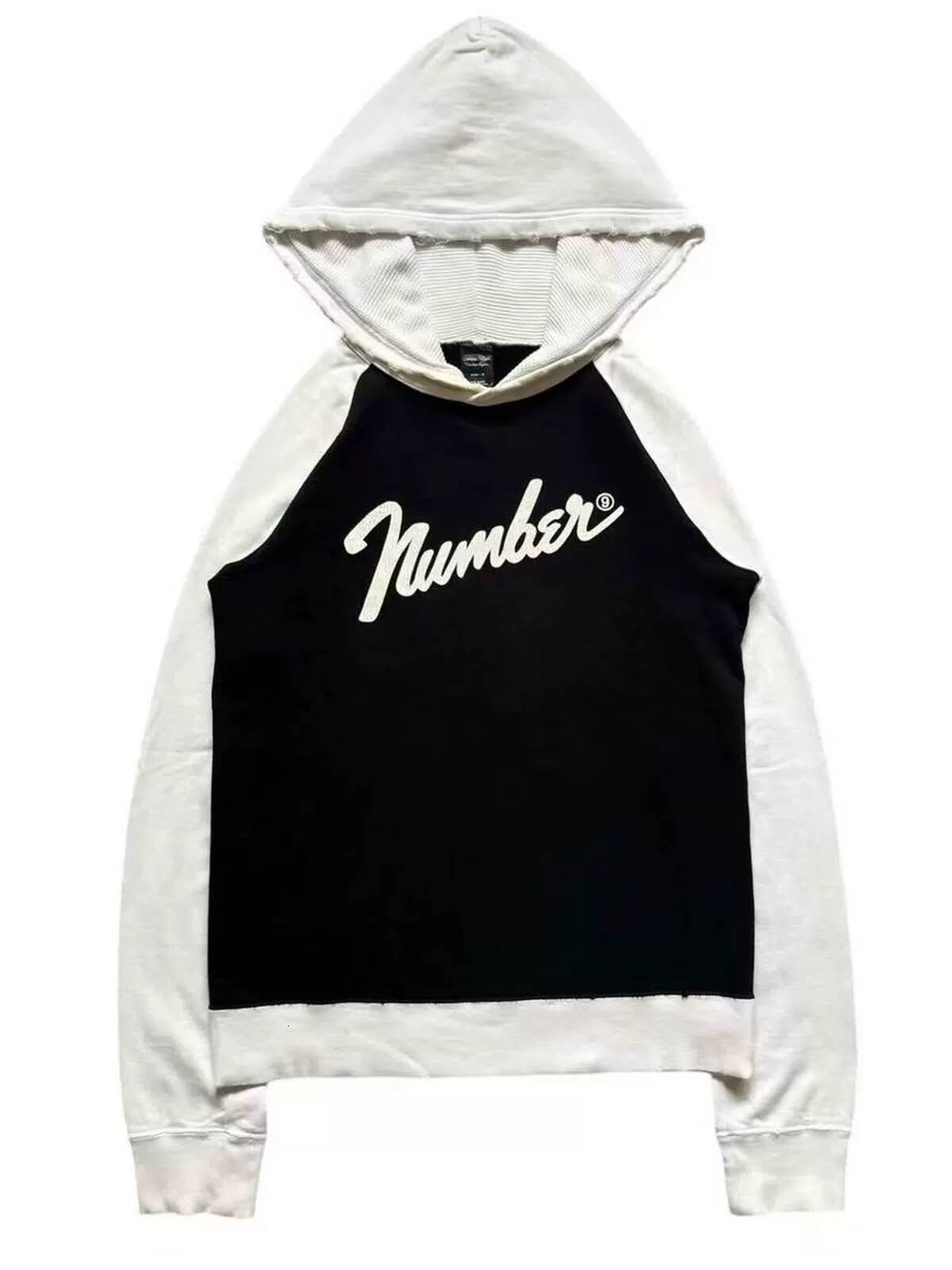 Haze Studio Men's Hoodies the high streets hoodie05AW black and white patchwork cracked sweatshirt