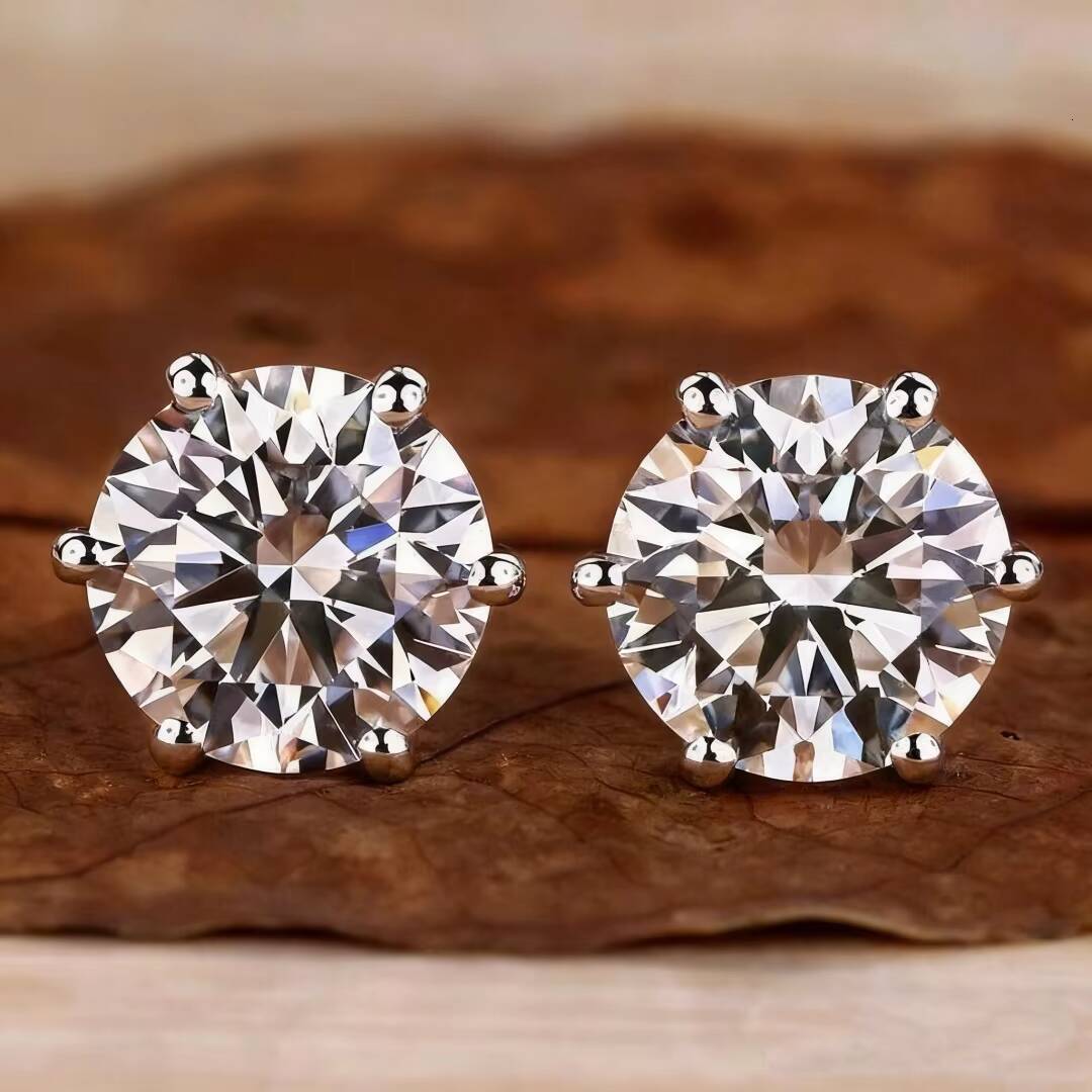 IGI GIA Certified HPHT CVD Lab-Grown 18K Solid White Gold 6 Prong Earrings Studs for Gift Made From Created Diamond