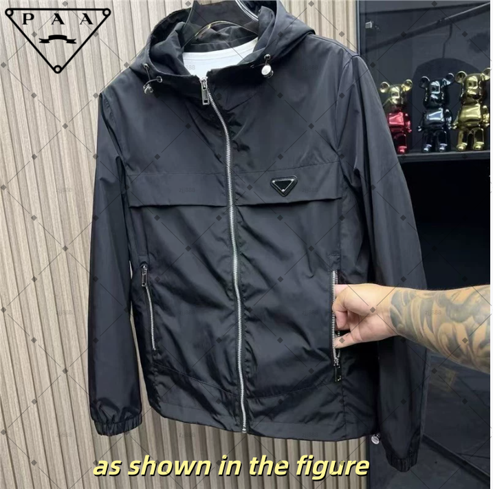 men triangle hoodie classic casual brand jacket shirt Double woven material oversized Bomber jackets Arm pocket decoration asian size inverted sprin