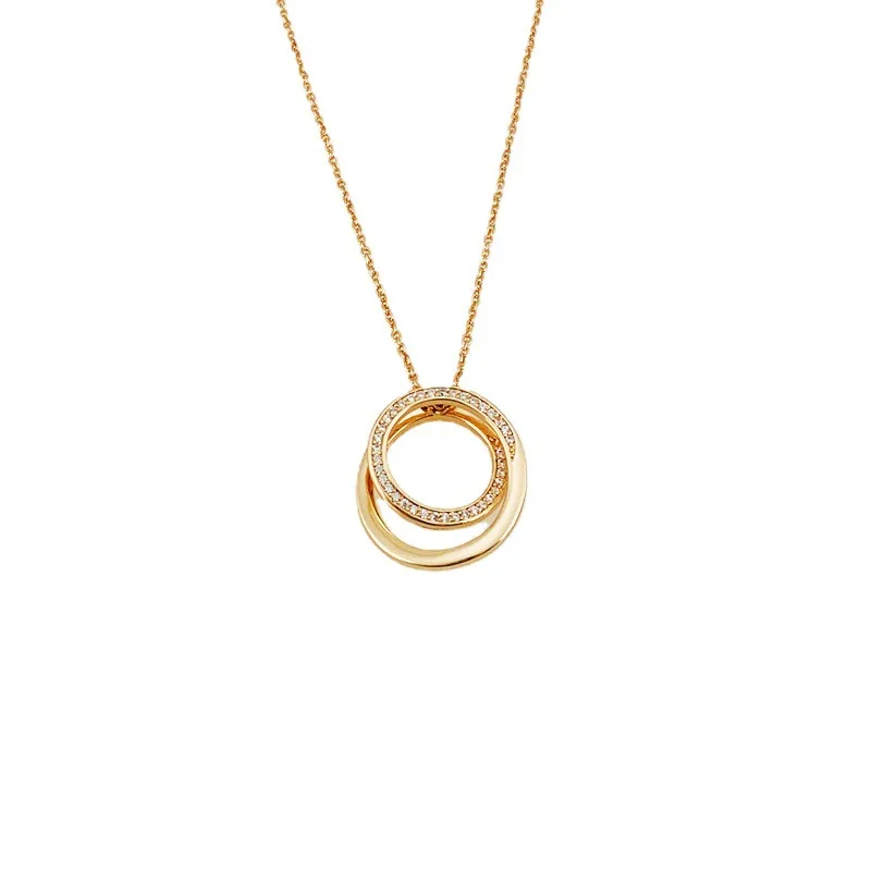 Collier avec pendentif d'amour doré de qualité supérieure, chaîne longue en cristal entièrement pavée, pour mode unisexe