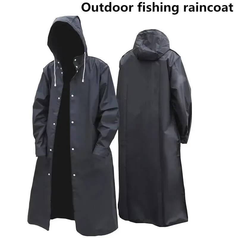 Fashion black adult windbreaker style waterproof long raincoat women's men's hooded outdoor motorcycle, bicycle, hiking, fishing ddmysept