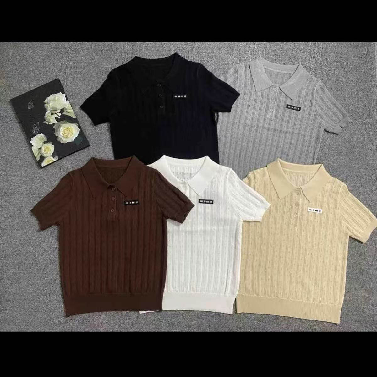 Womens Knits Tees T Shirt designer tshirt Womens tanks top Classic Knits Tees Vests Knitted T-shirt Yoga Sports Breathable High Qualit Round Neck Se
