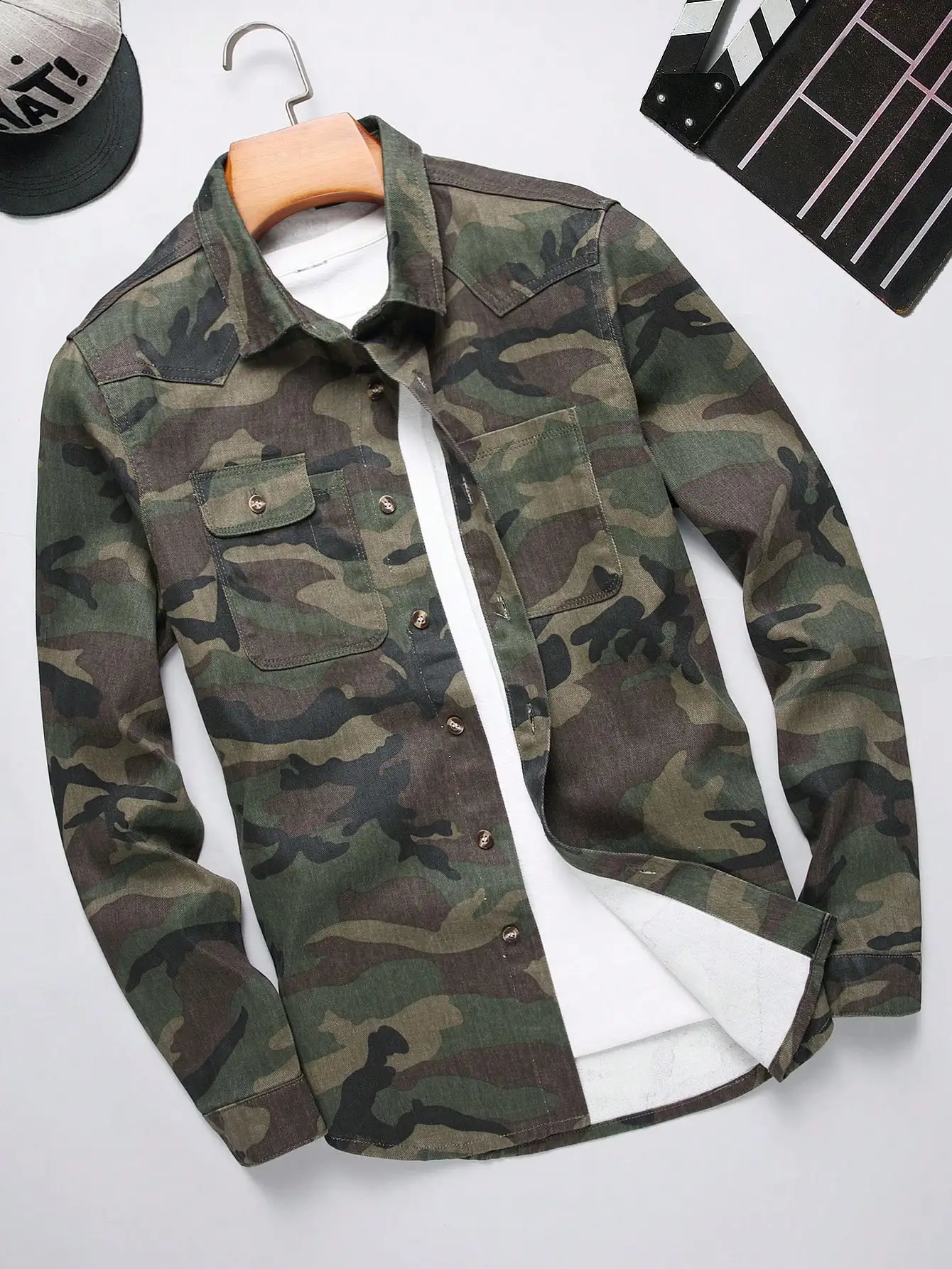 Mens Camouflage Workwear Denim Long Sleeved Shirts for Summer and Autumn For Daily Casual Wear Trendy Street Style 260701banjia