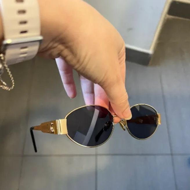 Fashion Women Oval Frame Sunglasses Charm Lady Metal Mirror Legs Sunglasses Designer eyewear Retro Small Round Frame Sexy Little Women Sun Glasses