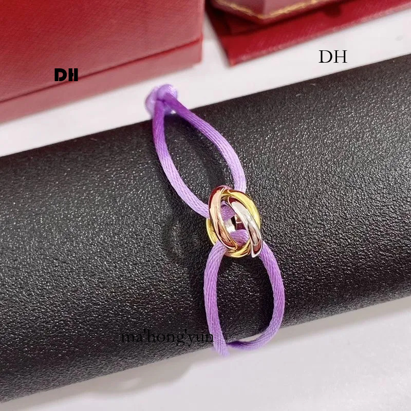 Designer for womens Fashion bracelet Mens 316L Stainless Steel Trinity ring string Bracelet three Rings hand strap couple bracelets03