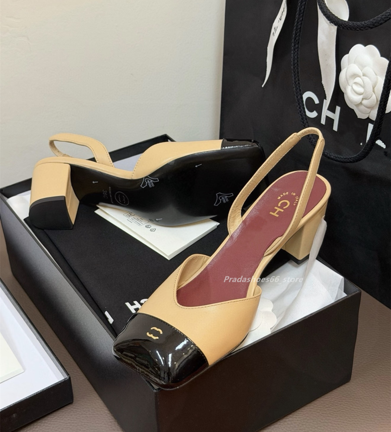 2026 Paris Designer Chunky Heel Slides Summer Sandals Classic Women Slippers Dway Beach quilted low heels Slide Cd Sandals cha High Heel Dress Torie