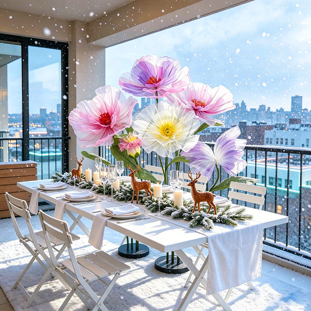 Giant realistic peony flowers, large tulle fake flowers for shop window displays, wedding scene decorations, festive party decor pieces-image-1113565631