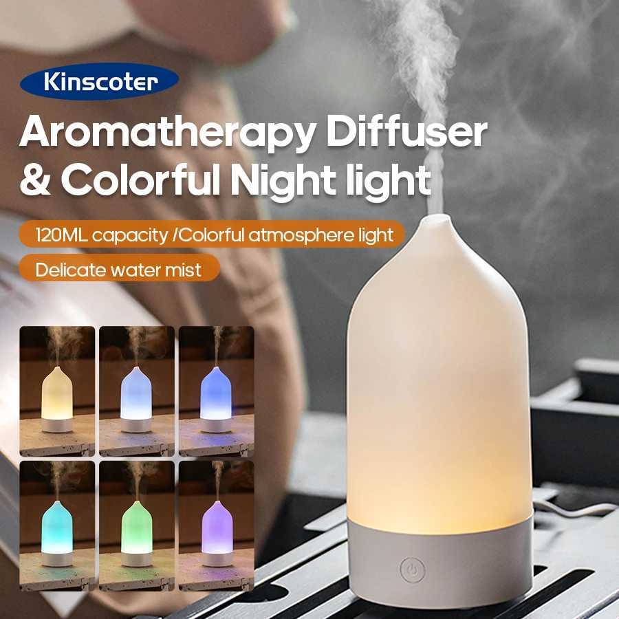KINSCOTER New Aroma Diffuser 120ml Portable Silent Air Humidifier Colorful Night Light Essential Oil Diffuser for Room Home L2674