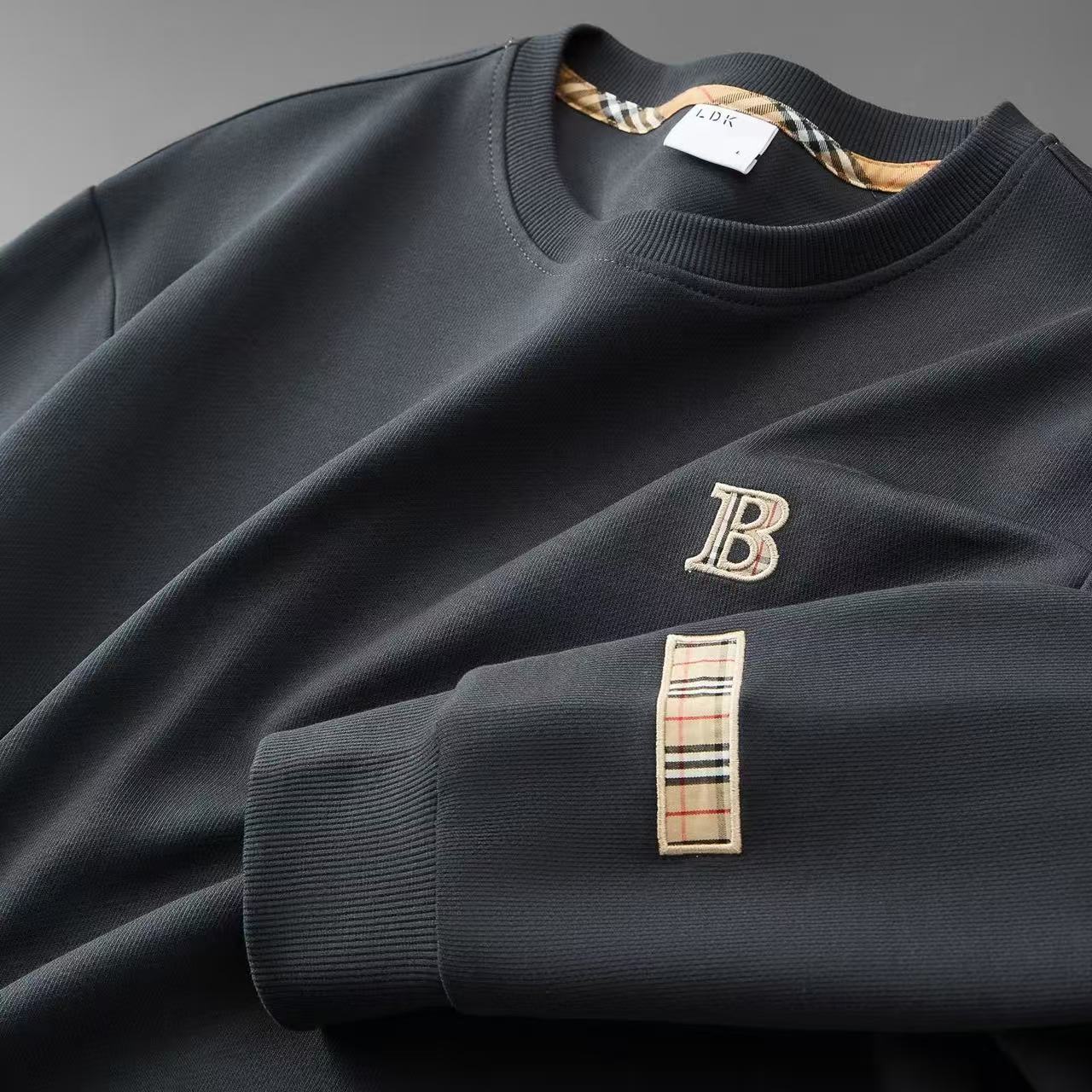 European streetwear brand B-letter printed oversized casual hoodie men's new 2026 spring round-neck loose-fitting top