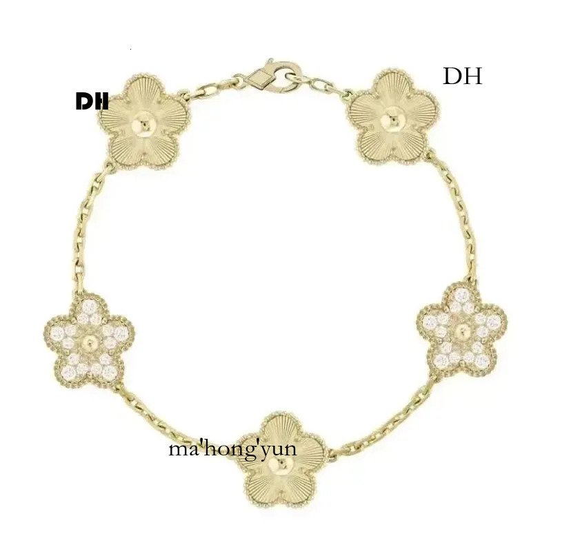 Bracelets porte-bonheur trèfle à quatre feuilles bijoux fins nacre blanc noir rouge dame Moissanite Bracelet concepteur pour les femmes populaire