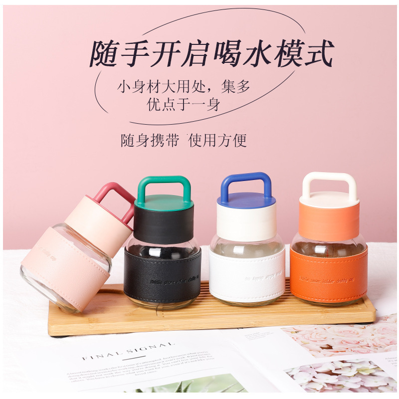 trendy cute handle fat student portable antiscald glass water summer mini high appearance gift cup-image-1113523924
