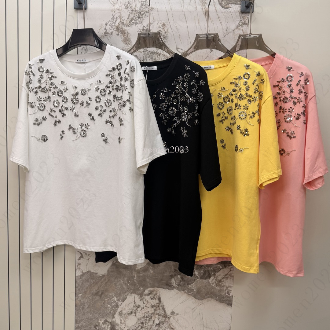 Brand t-shirt women t shirt summer fashion designer sequin tshirt LOGO short sleeve vacation cotton loose t-shirt designer for women Jun 30