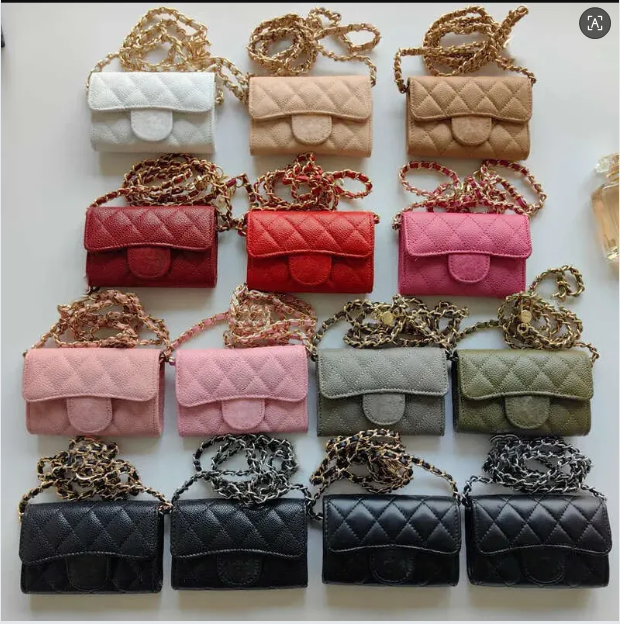 Top Designer Shoulder Chain Plaid Wallet Double Letter Solid Buckle Sheepskin Caviar Pattern Women Luxury Evening Bag Mini Handbag