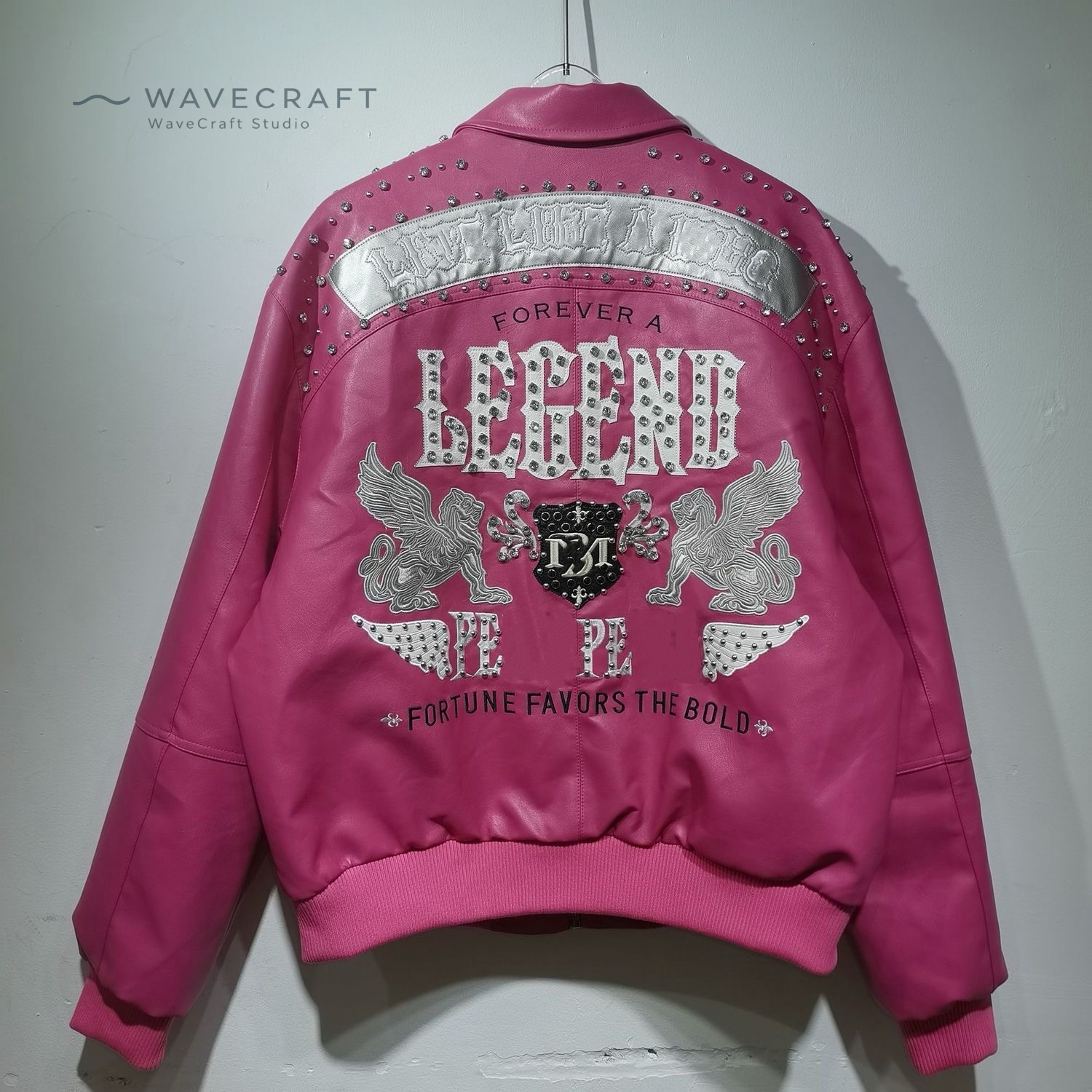 jacket men leather jacket faux leather jacket studded embroidered eagle wing flame letter print zip up long sleeve turn down collar loose fit motorc