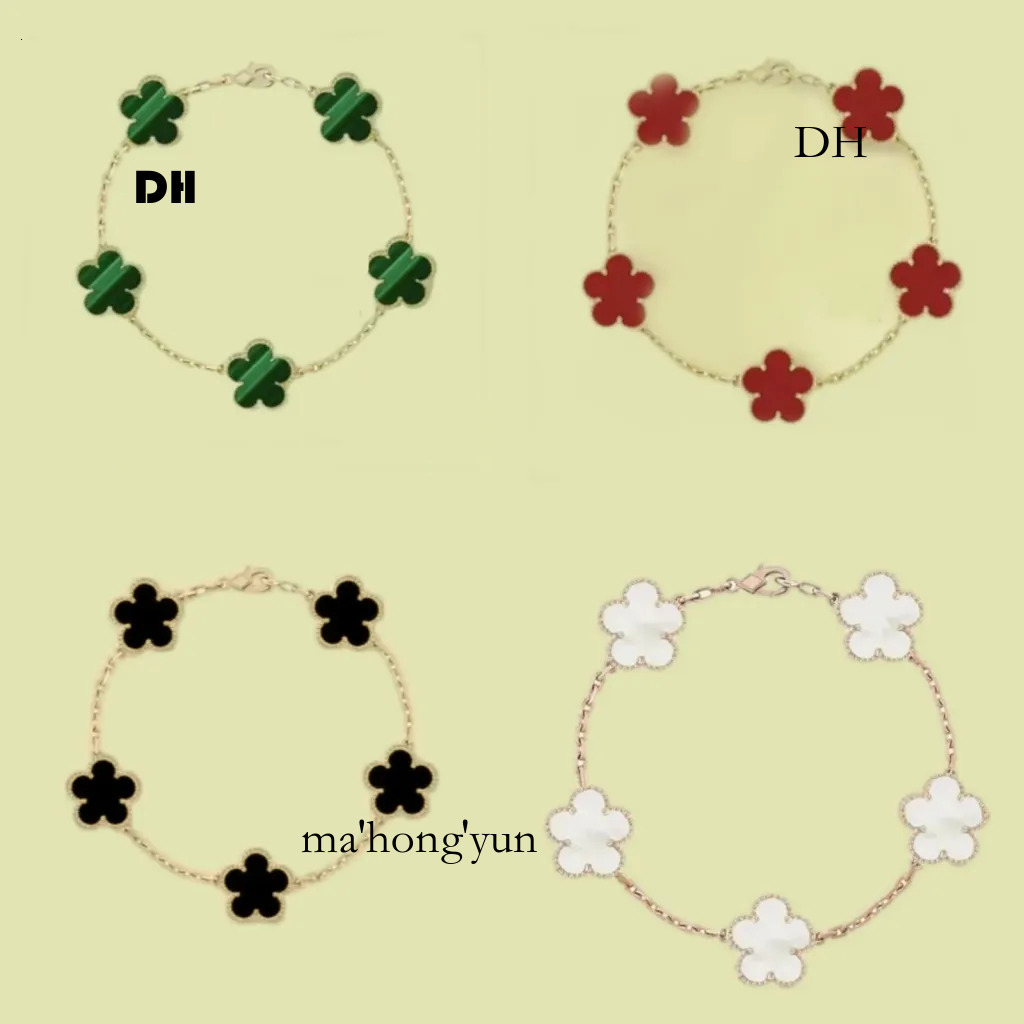 Classique femmes trèfle bracelet bijoux de créateur plaqué or chaîne coquille nacre blanc vert dia bracelets porte-bonheur cadeau de mode hj038