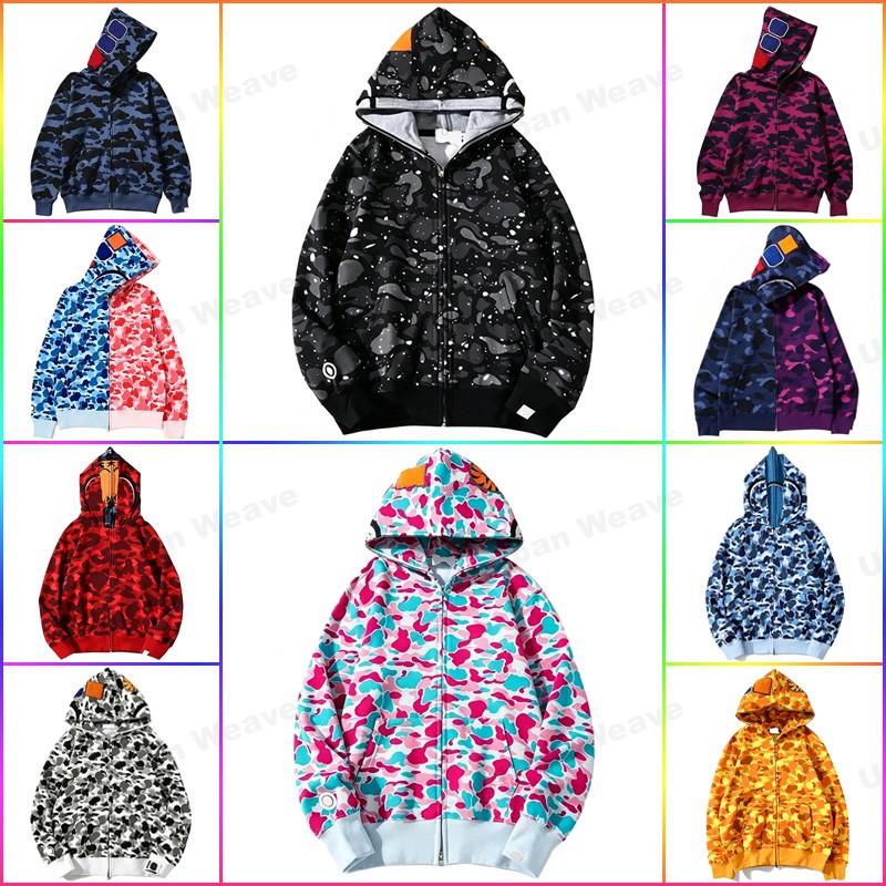Designer Hoodies Men Womens Clothes Full Zip Up Shark Hoodie Camouflage Graphic Jacket Hoody Hooded Sweatshirt Tees Sweater Long Sleeve Sweatshirts