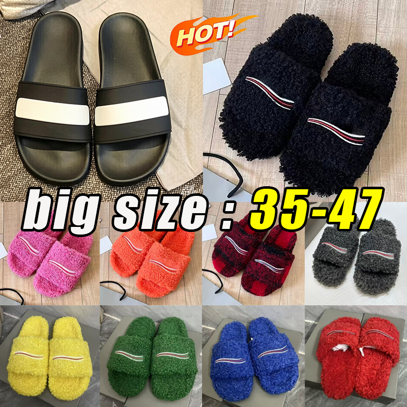 Designer Slides Luxury Paris Mens Womens Slippers Ladies Wool Winter Fur Warm Letters Sandals Indoor Outdoor pool beach Flip Flop Furry Slide Fre