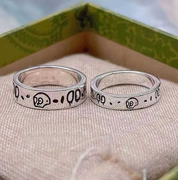 Classic New Mens Designer Love Rings For Women Ghost Skull Ring Plated Vintage Sier Fashion Unisex Homme Bague D260704