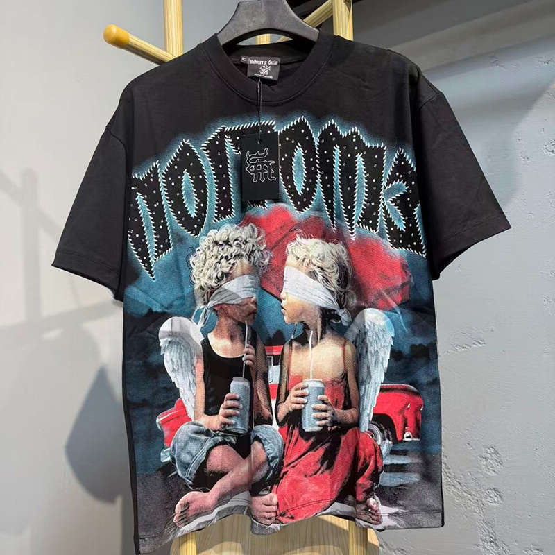 high quality 2026 Mixed Emotions Designer Men Comfortable ventilation Rhinestone Designer T Y2 Graphic Tee Summer Loose Fit Campus Fashion Shirt Cas