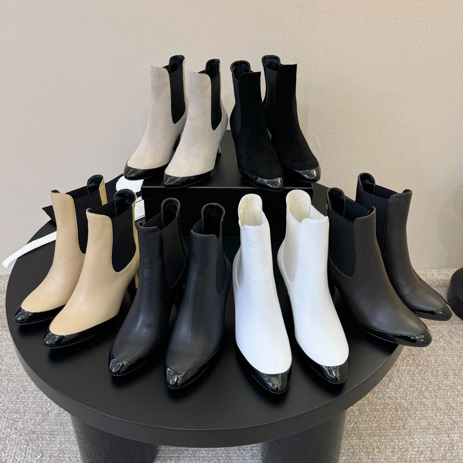 Top quality Leather Gray black brown Suede Stiletto heels ankle boots High-heeled Fashion booties slip on Knight Boots Dress shoes Luxury designer b