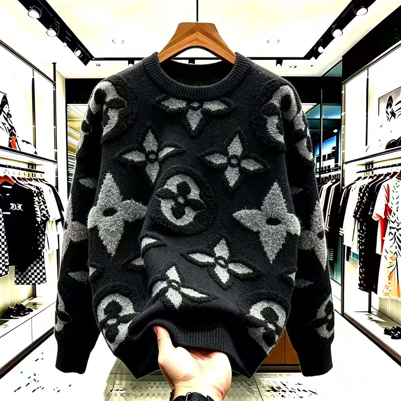 New autumn/winter jacquard men's crewneck sweater - lightweight, stylish, versatile long-sleeved pullover that keeps you warm