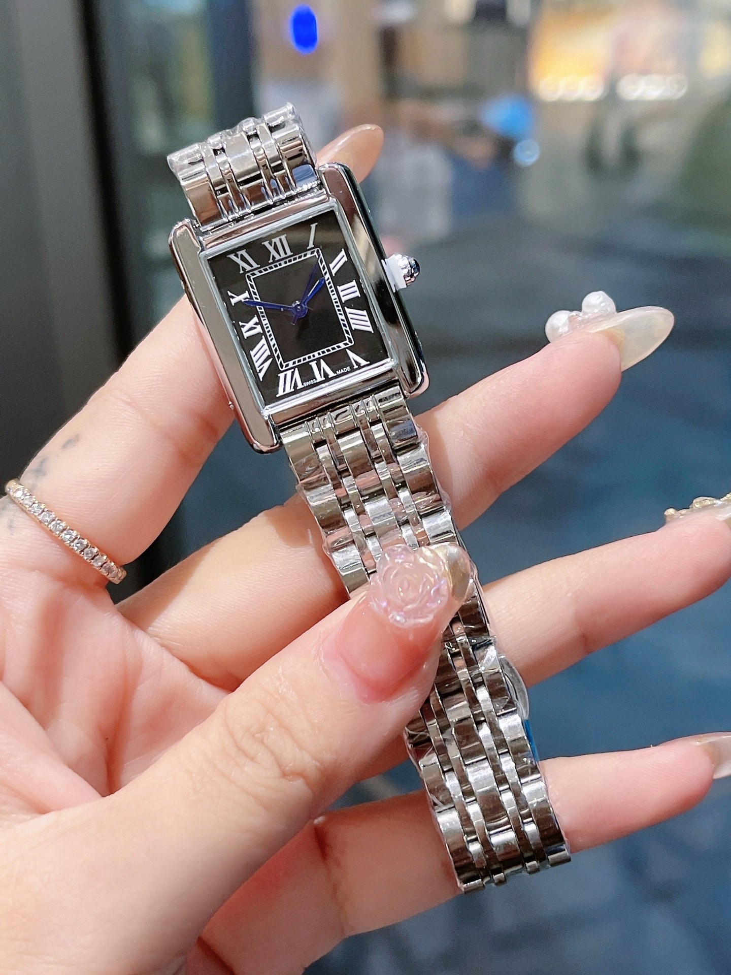 Luxury Womens TANKity Square Watch Designer Watches Premium Quartz Movement Stainless Steel Bracelet Sapphire Glass Waterproof women Wristwatches #2
