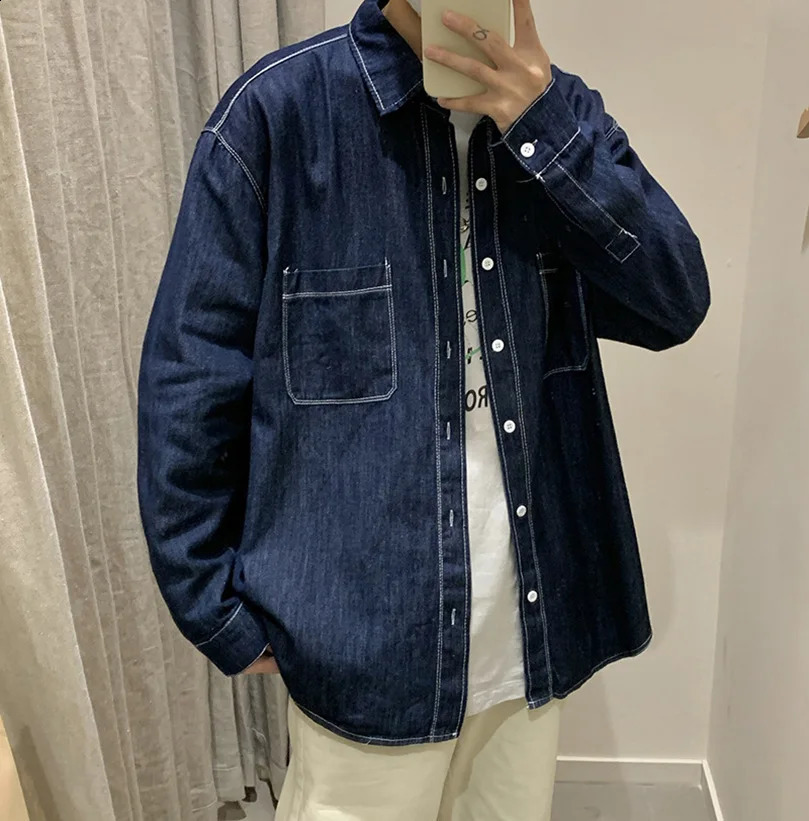 Long Sleeve Denim Shirts Men Plus Size Outerwear Oversize Japan Vintage Jeans Top Shirt Male Clothing 2025 Spring Summer Z1 260701banjia