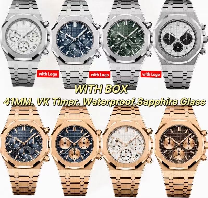 Royal ST luxury Designer men watch 42mm VK Quartz Timer Original box 316L Stainless Steel waterproof sapphire glass Sports watch