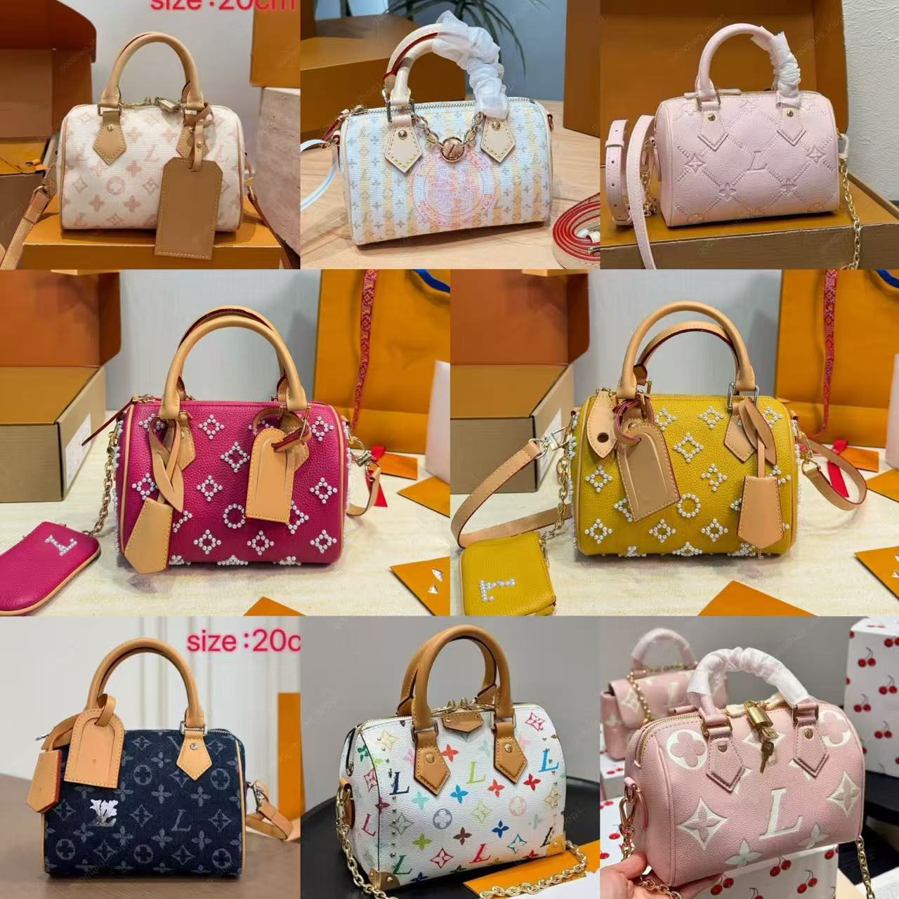 Luxury designerspeedy soft 20CM pillow bag classic old flower design high quality hardware accessories handbag crossbody bag