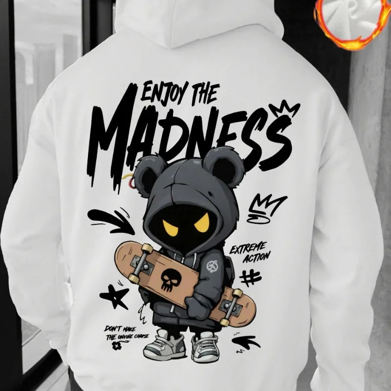 2026Autumn and Winter Mens Casual Street Hooded SweatshirtHandpainted Cartoon HumanFigure Letter Pattern Printed Shirt 260630BANJIA
