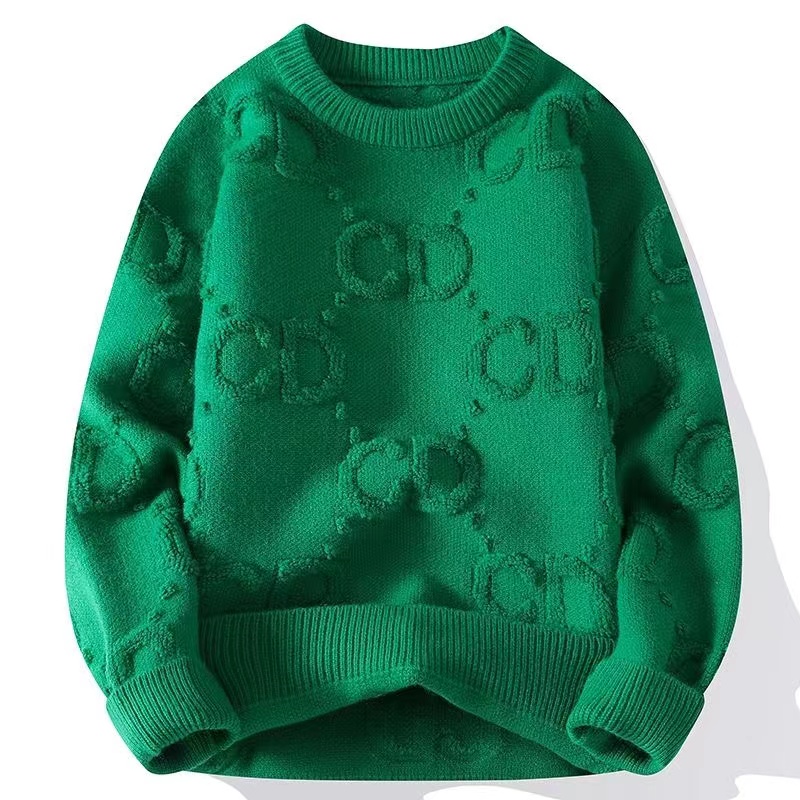 Fashionable thickened round-neck jacquard knitted sweater for men - new autumn style, trendy Korean-style pullover warm sweater for teenagers