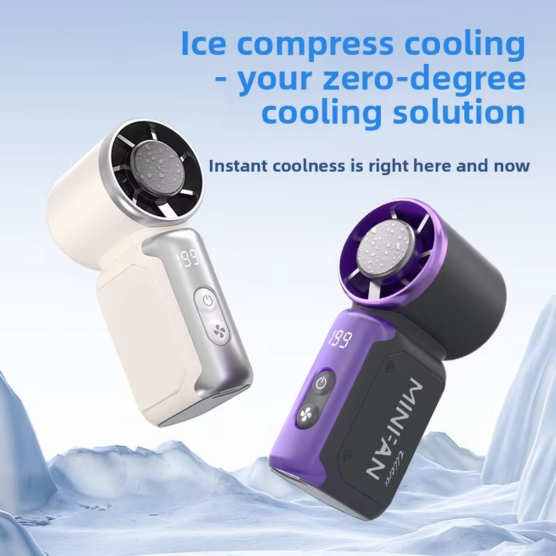 Mini Portable Semiconductor Cooling Handheld Fan, 199 Speed Adjustable Turbo Brushless Fan USB Rechargeable Pocket Cold Fan Digital Display for Outd